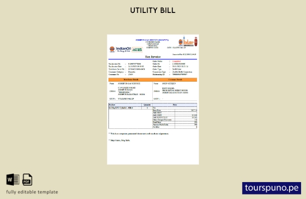 listo para imprimir plantilla de word   factura de servicios públicos petroleros